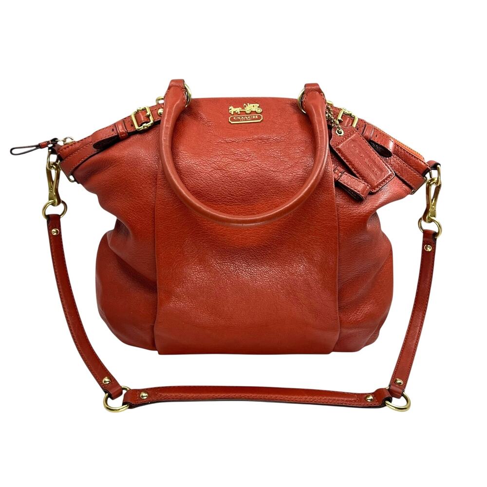 Coach Madison Leather Satchel Orange Crossbody Shoulder Bag Purse F1298-18841